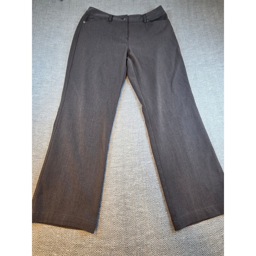 Rafaella Petite Womens 14P Dress Pants Charcoal Gray Straight Leg Stretch Work